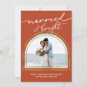 Cartes Pour Fêtes Annuelles Married & Bright Arch Holiday Wedding Announcement (Devant)