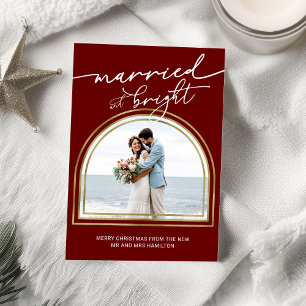 Cartes Pour Fêtes Annuelles Married & Bright Arch Holiday Wedding Announcement