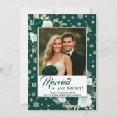 Cartes Pour Fêtes Annuelles Married & Bright Emerald Roses Festive Newlyweds (Devant)