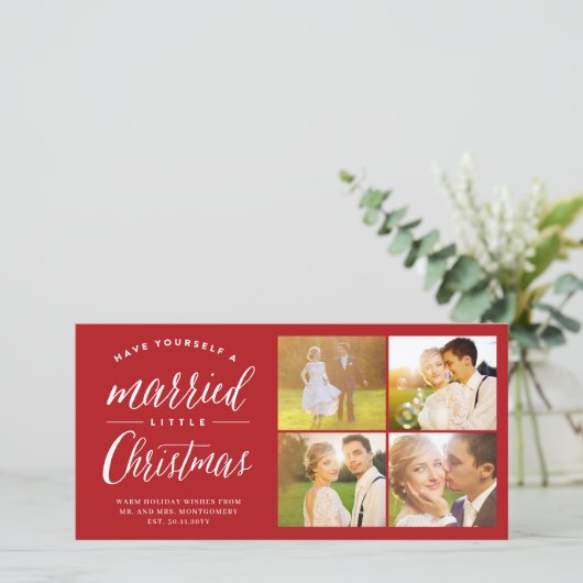 Cartes Pour Fêtes Annuelles Married Little First Christmas Multi Photo Mariage (Debout devant)