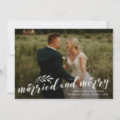 Cartes Pour Fêtes Annuelles Marry et Joyeux Script Mariage Photo Noël (Devant)