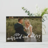 Cartes Pour Fêtes Annuelles Marry et Joyeux Script Mariage Photo Noël (Debout devant)