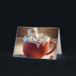 Cartes Pour Fêtes Annuelles Marshmallow Snowman<br><div class="desc">Un joyeux bonhomme de neige de marshmallow se détend dans une tasse vapeur de chocolat chaud,  entourée de crème fouettée et de mini-guimauves</div>