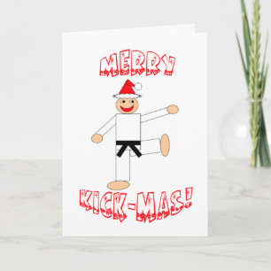 Cartes Pour Fêtes Annuelles Martial Arts Black Belt Merry Kick Mas Noël