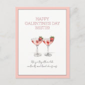 Cartes Pour Fêtes Annuelles Martini à la fraise rose mignonne Saint-Gala (Devant)