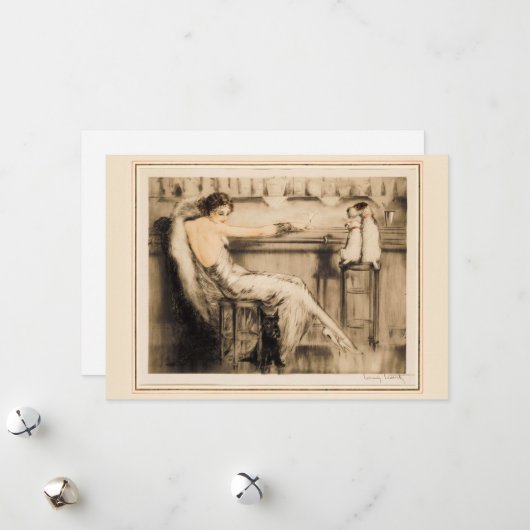 Cartes Pour Fêtes Annuelles Martini par Louis Icart (Devant/Arrière en situation)
