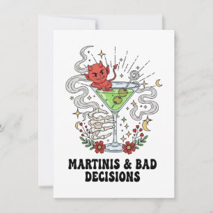 Cartes Pour Fêtes Annuelles Martinis & Bad Decisions Cocktail Diabolique Drôle