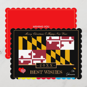 Cartes Pour Fêtes Annuelles Maryland Drapeau & Bonne Année /Meilleurs voeux US