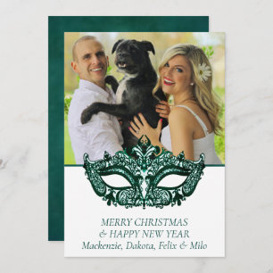 Cartes Pour Fêtes Annuelles Mascarade vert Mardi Gras Photo Thème