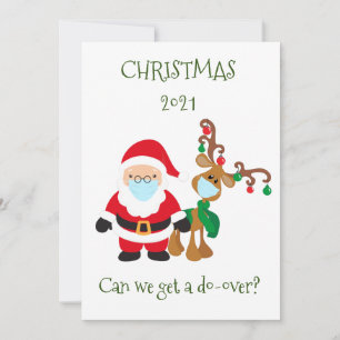 Cartes Pour Fêtes Annuelles Masque de visage du Père Noël et de ses rennes de