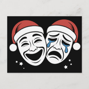 Cartes Pour Fêtes Annuelles Masques de théâtre de Noël Comédie Tragédie Chapea