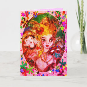 CARTES POUR FÊTES ANNUELLES MASQUES ET CONFETTIS DE MASQUERADE VÉNITIEN DE LA