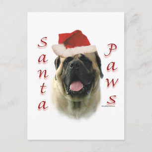 Cartes Pour Fêtes Annuelles Mastiff (fawn) Père Noël Paws