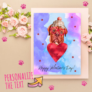 Cartes Pour Fêtes Annuelles Mastiff Français bleu Saint Valentin Chien cadeau