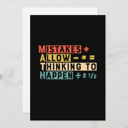 Cartes Pour Fêtes Annuelles Math Enseignant Math La pensée de se produire (Devant / Derrière)