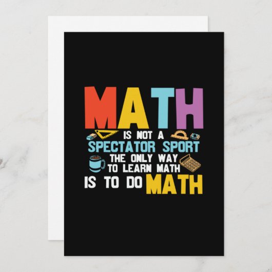 Cartes Pour Fêtes Annuelles Math Enseignant Math Math N'Est Pas Un Spectateur (Devant / Derrière)
