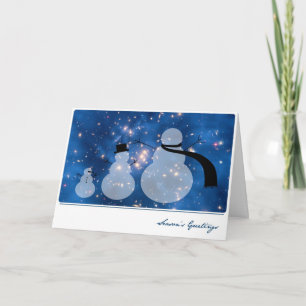 Cartes Pour Fêtes Annuelles Matière noire avec galaxie et bonhommes de neige –