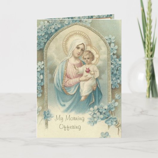 Cartes Pour Fêtes Annuelles Matin Catholique Offrant Prière Vierge Marie (Devant)