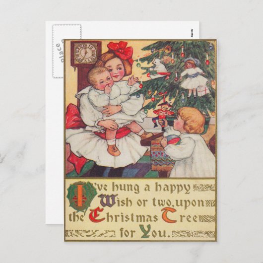 Cartes Pour Fêtes Annuelles Matin Noël (Devant / Derrière)