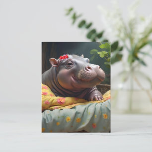 Cartes Pour Fêtes Annuelles "Matinage des lunettes : Baby Hippo se réveille da