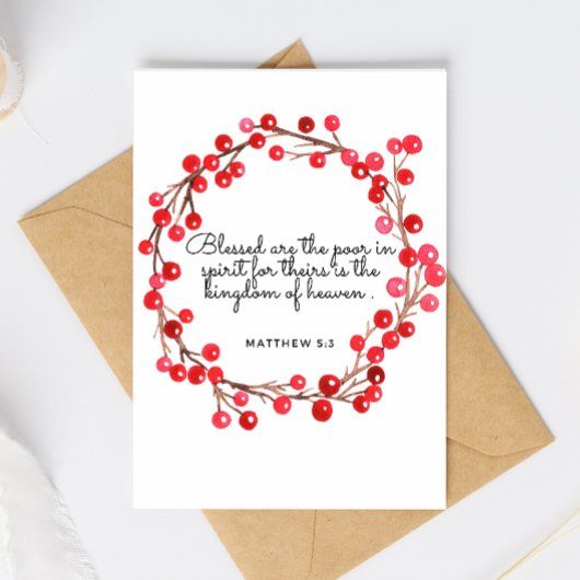 Cartes Pour Fêtes Annuelles Matthew 5:3 Scripture Christmas Greeting Card