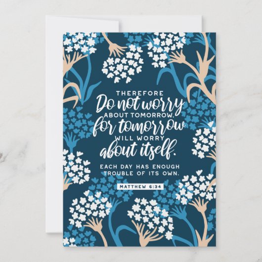 Cartes Pour Fêtes Annuelles Matthieu 6:34 Verse de la Bible (Devant)