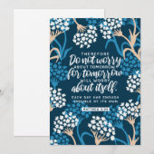 Cartes Pour Fêtes Annuelles Matthieu 6:34 Verse de la Bible (Devant / Derrière)