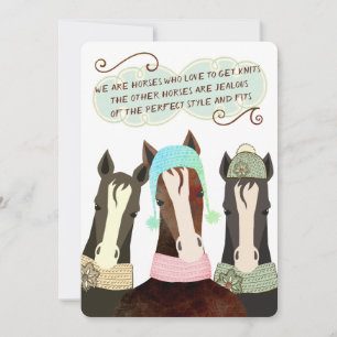 Cartes Pour Fêtes Annuelles Mauvais chevaux de poésie tricot artisanal de Noël