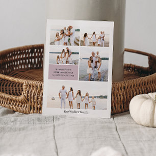 Cartes Pour Fêtes Annuelles Mauve Moderne Neutre 5 Photo Élégant