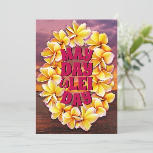 Cartes Pour Fêtes Annuelles May Day est Lei Day (retour texte personnalisable) (Debout devant)
