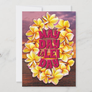 Cartes Pour Fêtes Annuelles May Day est Lei Day (retour texte personnalisable)
