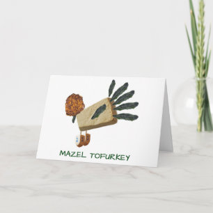 Cartes Pour Fêtes Annuelles Mazel Tofurkey Thanksgivukkah veggie greeting card