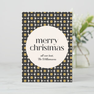 Cartes Pour Fêtes Annuelles MCM Fleur Rétro Noël Noir Or Personnalisé