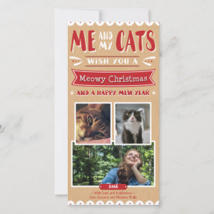 Cartes Pour Fêtes Annuelles Me and My Cats Christmas 4x8 Photocard (3 images)
