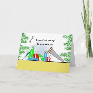 Cartes Pour Fêtes Annuelles Mécanicien, rétros présents de Noël, outils
