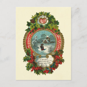 Cartes Pour Fêtes Annuelles Médaille de la scène de neige de Noël Joyeux
