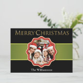 Cartes Pour Fêtes Annuelles Médaille de Noël du ruban vert (Debout devant)