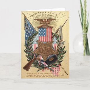 Cartes Pour Fêtes Annuelles Médaille du drapeau des États-Unis Wreath Rifle Ba