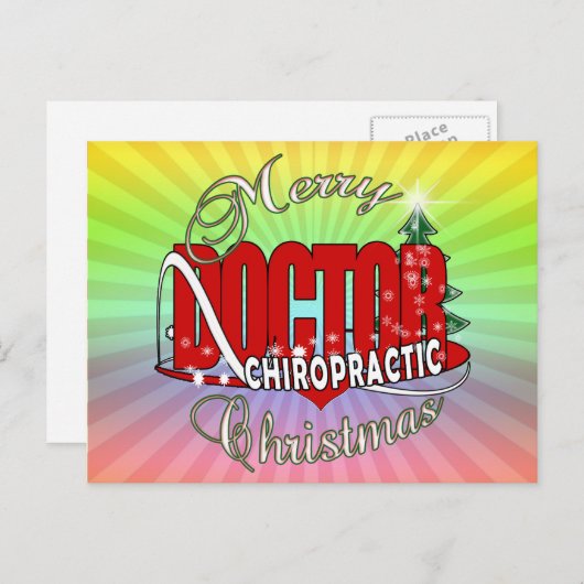CARTES POUR FÊTES ANNUELLES MÉDECIN CHIROPRATIQUE DE NOËL (Devant / Derrière)