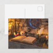 Cartes Pour Fêtes Annuelles Medieval Fantasy Wizard's Study (Devant / Derrière)