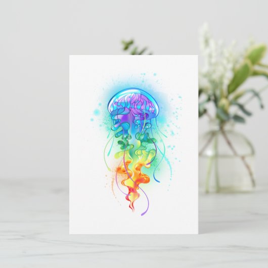 Cartes Pour Fêtes Annuelles Méduse arc-en-ciel (Debout devant)