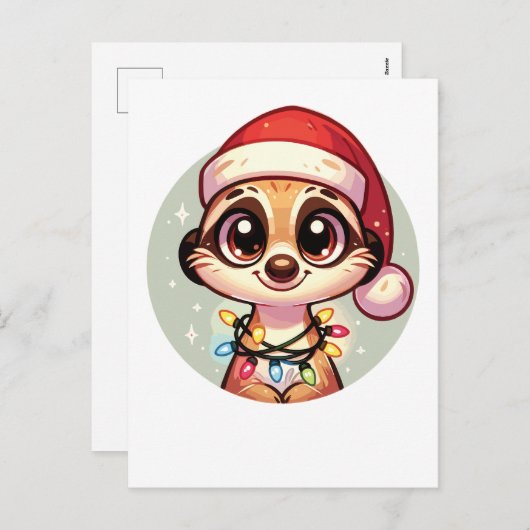 Cartes Pour Fêtes Annuelles Meerkat Merry Noël Animaux d'hiver Meerkats (Devant / Derrière)
