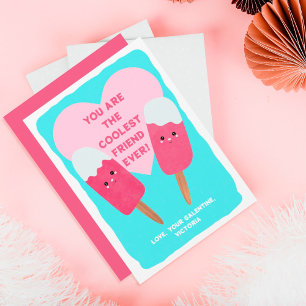 Cartes Pour Fêtes Annuelles Meilleur ami Glace à l'eau Galentine Saint-Valenti