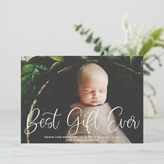 Cartes Pour Fêtes Annuelles Meilleur Cadeau de Naissance Annonce de Fêtes Phot (Debout devant)