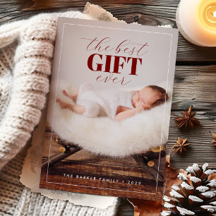 Cartes Pour Fêtes Annuelles Meilleur cadeau Jamais Nouveau bébé Photo de Noël