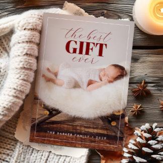 Cartes Pour Fêtes Annuelles Meilleur cadeau Jamais Nouveau bébé Photo de Noël