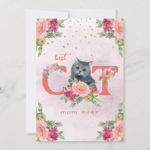 Cartes Pour Fêtes Annuelles Meilleur Chat Maman Ever Kitten Illustration Fête 