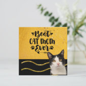Cartes Pour Fêtes Annuelles Meilleur chat Maman Jamais avec tuxedo noir et. ch (Debout devant)