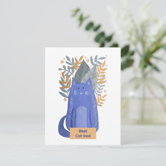 Cartes Pour Fêtes Annuelles Meilleur chat Papa Chat et branches illustration V (Debout devant)
