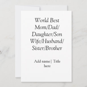 Cartes Pour Fêtes Annuelles Meilleur maman mari femme papa fille fils au monde